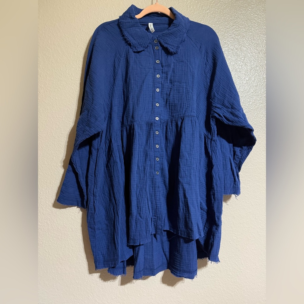 Zenana Outfitters Navy Button-Up Shirt 2XL. NWOT